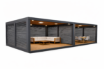Pergolă modernă cu spațiu confortabil