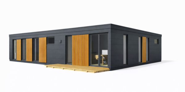 Clădire modulară modernă cu lemn natural