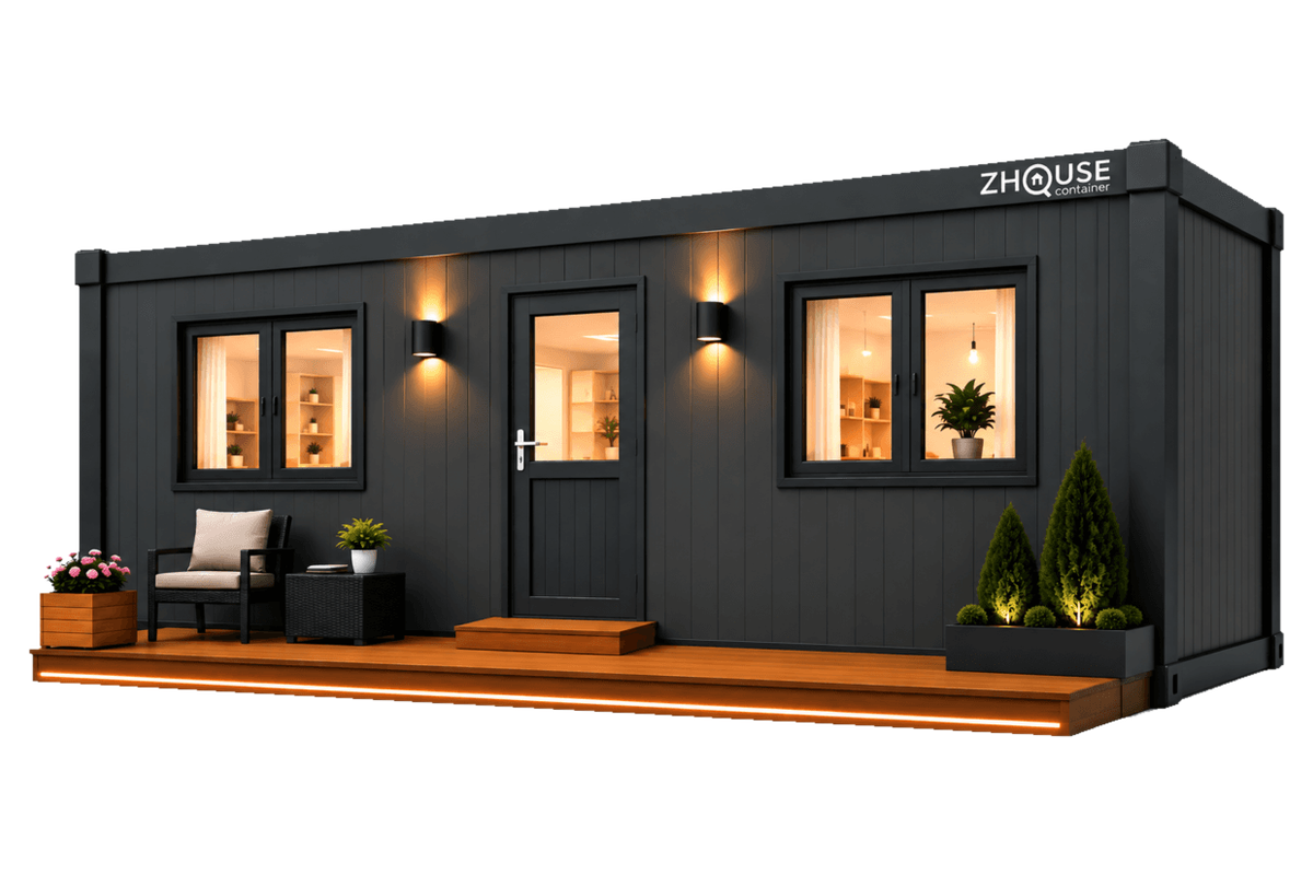 casa din containere 21mp 7x3m dormitor bucatarie baie gri antracit zhouse casa din containere 21mp 7x3m dormitor bucatarie baie gri antracit zhouse
