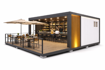 Bar container modern cu terasă în aer liber
